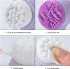 Face Brush 2 in 1, Silicone Facial Cleansing Exfoliating Brush Soft Bristles - Image 3