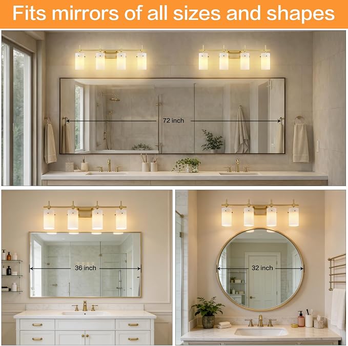 SOLFART Bathroom Light Fixtures, 4 Light Vanity Lights - Image 7