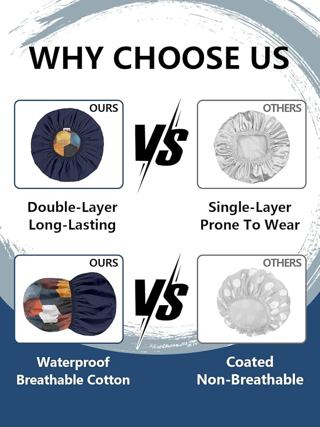 Years calm Men Shower Cap Reusable Waterproof, Dual-Layer Design, Double-Sided - Image 6
