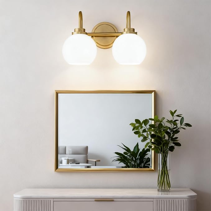 AKEZON Bathroom Light Fixtures 2-Light Brushed Gold Vanity Light, Modern - Image 9