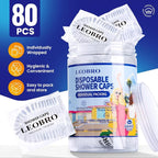 LEOBRO Shower Cap, Plastic Shower Caps Disposable, Plastic Hair Caps, Deep - Image 2