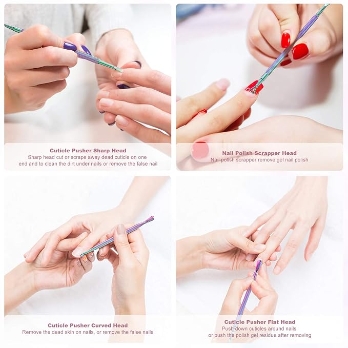 Cuticle Pusher Nail Polish Remover Stainless Steel Manicure Tool Set Gel Nail - Image 2