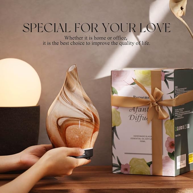 Porseme 150ml Essential Oil Diffuser Glass Color Changing Aroma Air Diffusers - Image 6