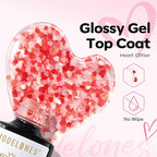 modelones Heart Glitter Gel Top Coat, 15 ML 2 in One No Wipe Clear Gel Nail - Image 2