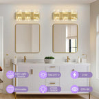 Modern LED Bathroom Light Fixtures Dimmable 3-Light Gold Vanity Light, 5CCT - Image 2