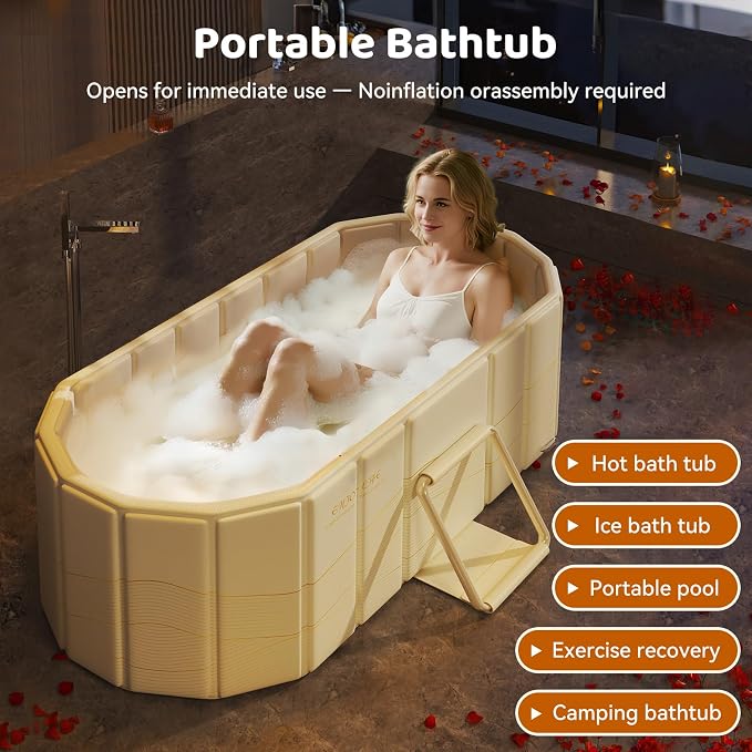 Portable Foldable Bathtub, Freestanding Bathtub No Installation, Bathroom SPA - Image 4
