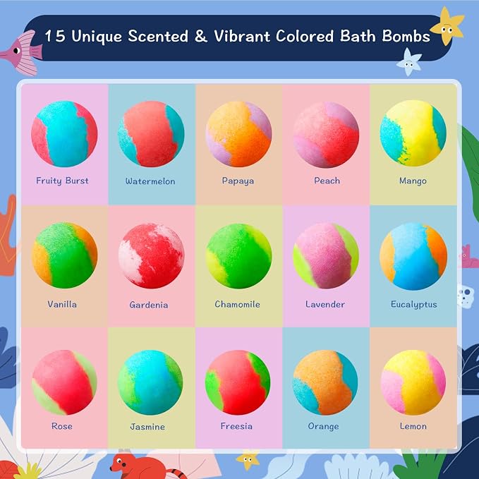 30 Kids Bath Bombs with Surprise Inside – Gift Set with 30 Unique Land & Sea - Image 5