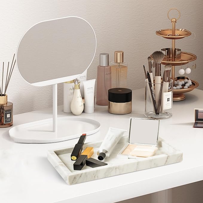 WORHE Italy Marble Vanity Tray for Jewelry, Towel Natural Modern Decorative - Image 5