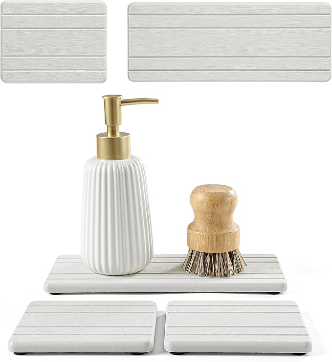 3 Pack Diatomite Stone Sink Tray, Water Absorbing Mat by Homdiva