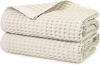 Jacquotha Waffle Bath Towels Set of 2 – Cotton, Quick Dry, Low Lint, 31” x 62” by Jacquotha