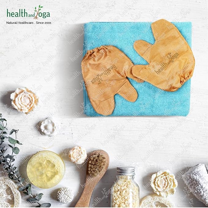 HealthAndYoga™ Silk Garshana Ayurvedic Massage Gloves - Image 4