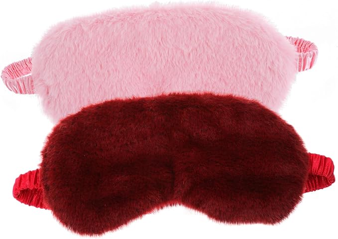 2 Pcs Plush Eye Mask Soft Sleeping Blindfold Eye Cover Comfortable Furry Faux - Image 7
