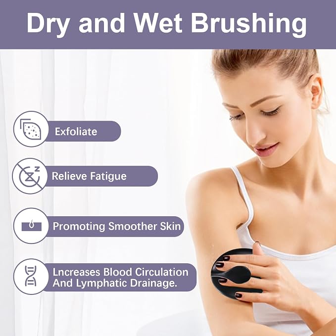 Dry Brushing Body Exfoliating Brush, Anti-Slip Body Scrubber - Image 2