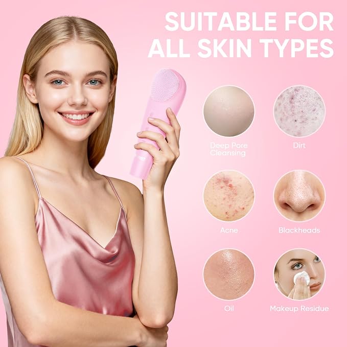 Silicone Face Scrubber Blackhead Scraper Rechargeable 2-in-1 Facial Cleansing - Image 2