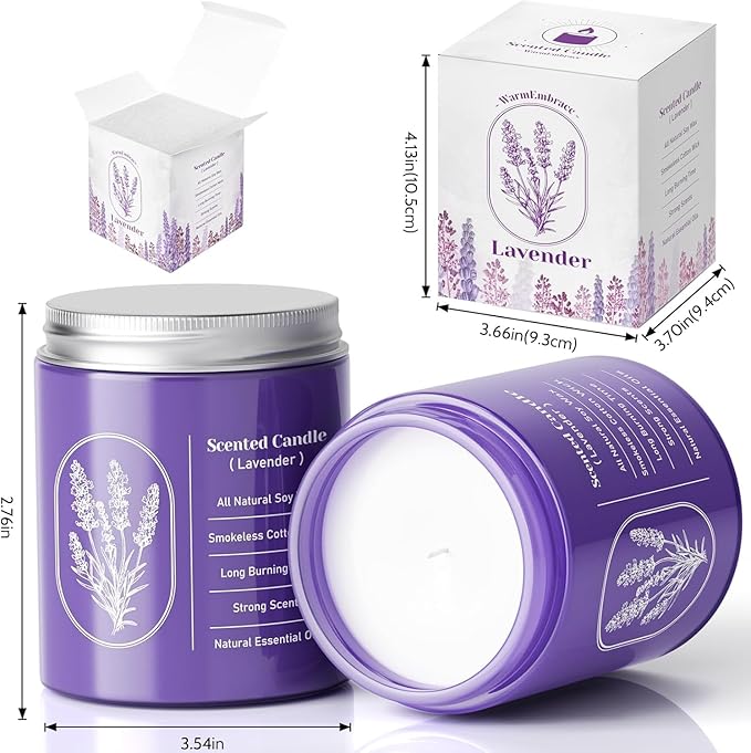 WarmEmbrace Lavender Candles for Home Scented, 30.4 oz Aromatherapy Purple Jar - Image 2
