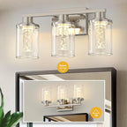 L LOHAS LED 3-Light Brushed Nickel Bathroom Light Fixtures, Crystal LED - Image 7