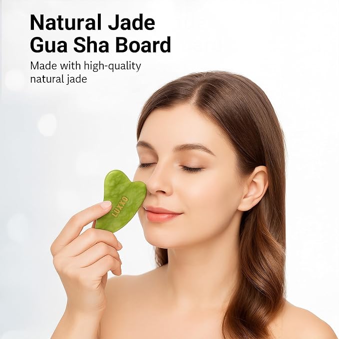 100% Natural Facial Massage Roller Jade Roller Gua Sha Set - Image 3