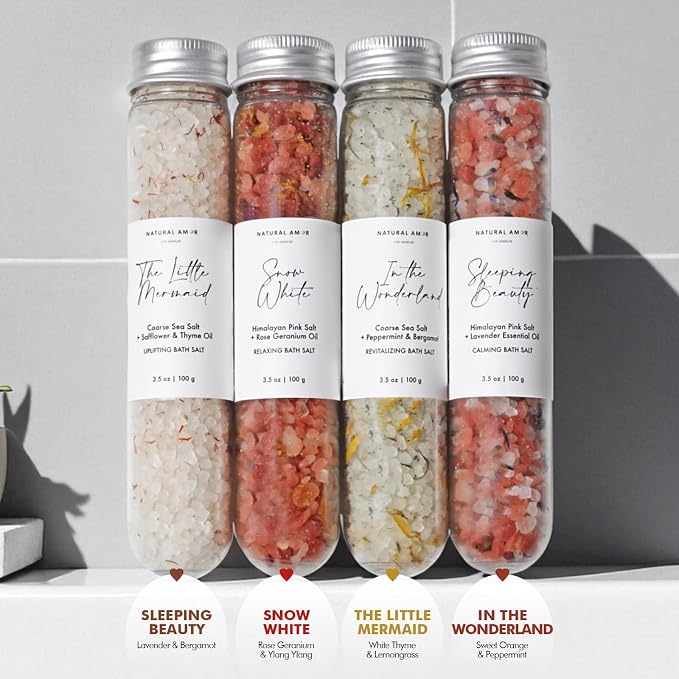 Natural Amor Natural Bath Salt Gift Set – 4 Pack Tubes - Image 2