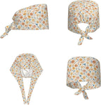 Scrub Cap for Women and Men Boho Black Leaf Pattern Adjustable Breathable - Image 2