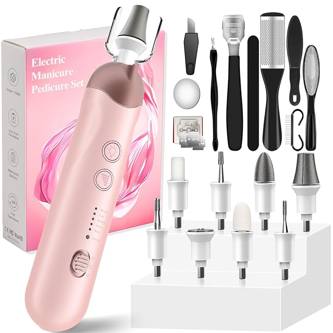 AOMEES Electric Nail File Set, Rechargeable Professional Manicure Pedicure Kit by AOMEES