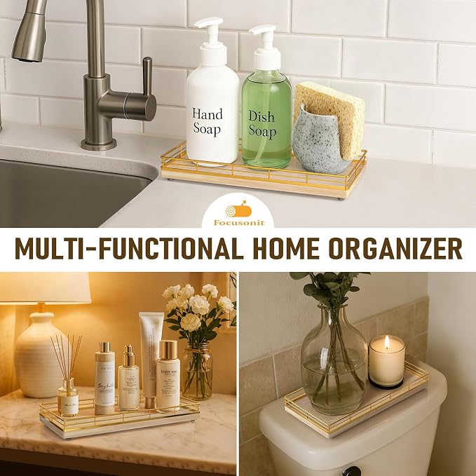 Bathroom Vanity Tray for Countertop, Bathroom Organizer for Soap, Perfume & - Image 5