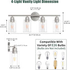 Espird Bathroom Vanity Light Fixtures Brushed Nickel, 4 Lights Rustic Farmhouse - Image 3