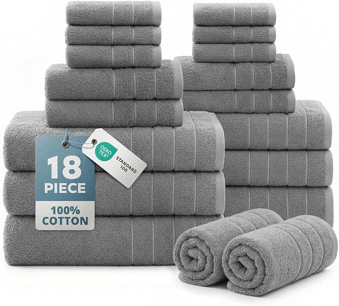 Casa Platino Cotton Towels Set for Bathroom by CasaPlatino
