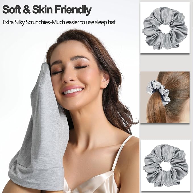 Satin Bonnet for Sleeping Night Cap, Adjustable Satin Lined Silk Bonnets Sleep - Image 7