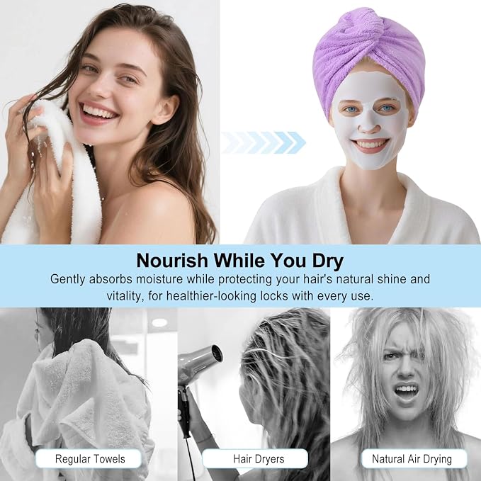 Microfiber Hair Drying Towel Wrap - Image 6