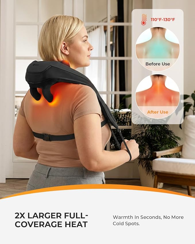 CooCoCo Cordless Neck Massager for Pain Relief Deep Tissue, 6D Shiatsu Shoulder - Image 4