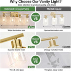 MOKATNG 4-Light Bathroom Light Fixtures, Vanity Light - Image 4