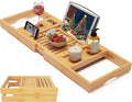 Foldable Bamboo Bathtub Caddy Tray Expandable by BAMBUROBA