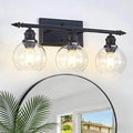 3-Light Bathroom Light Fixtures Matte Black Vanity Light Over Mirror Modern by Zqoyn