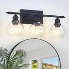 3-Light Bathroom Light Fixtures Matte Black Vanity Light Over Mirror Modern by Zqoyn