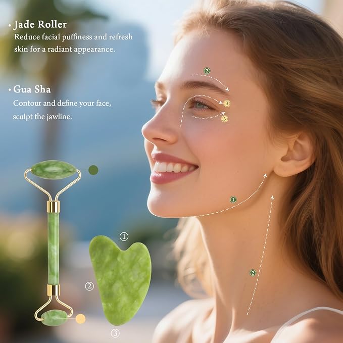 Real Perfection Gua Sha Facial Tools Face Roller - Image 3