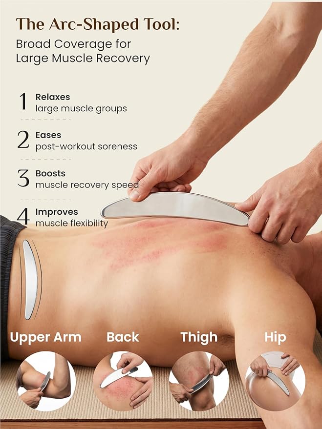 Rena Chris Muscle Scraper Tool Set, Stainless Steel Body Gua Sha - Image 4