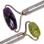 Amethyst + Jade Roller for Face and Neck Massage, Dual Gemstones - Image 3