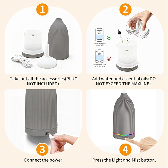 URPOWER 100ML Essential Oil Diffuser Ultrasonic Cool Mist Humidifier - Image 7