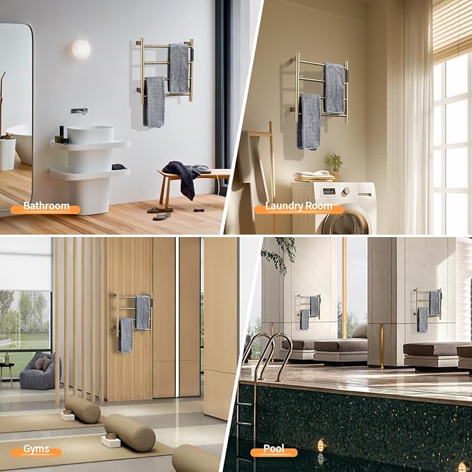 Heated Towel Rack, 4 Bar Wall Mounted Towel Warmer - Image 7