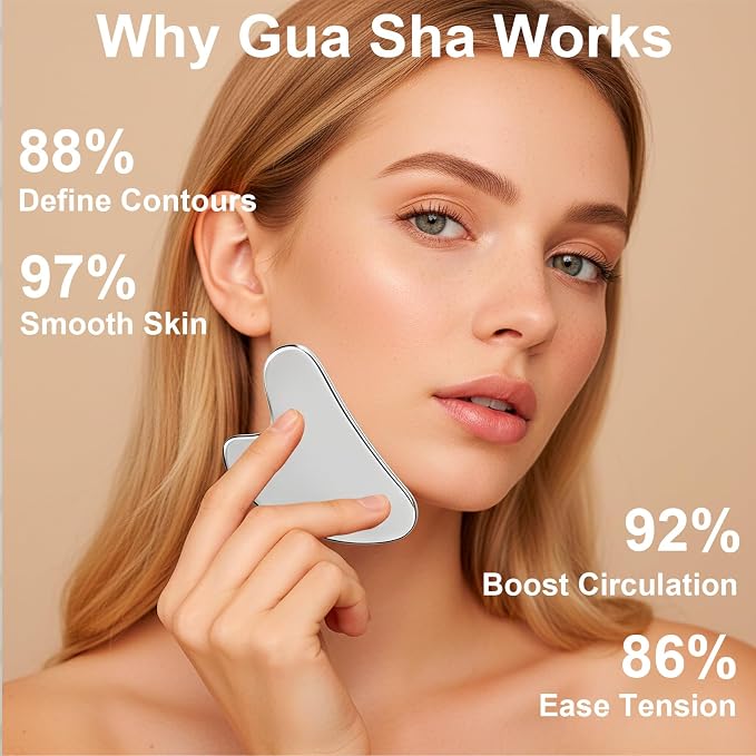 Stainless Steel Gua Sha Tool & Lymphatic Drainage Face Brush Set, TWPER Facial - Image 6