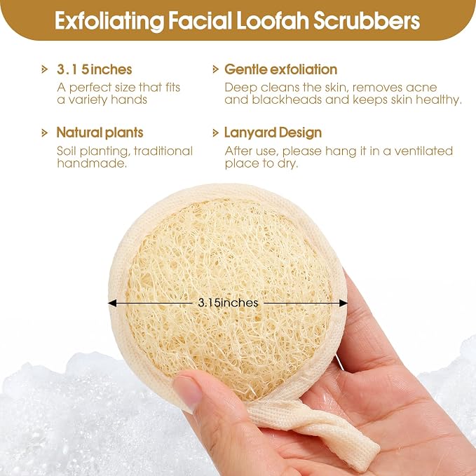 Face Exfoliating Loofah Pads Scrubber, Natural loofa Exfoliator Scrub Pad - Image 3
