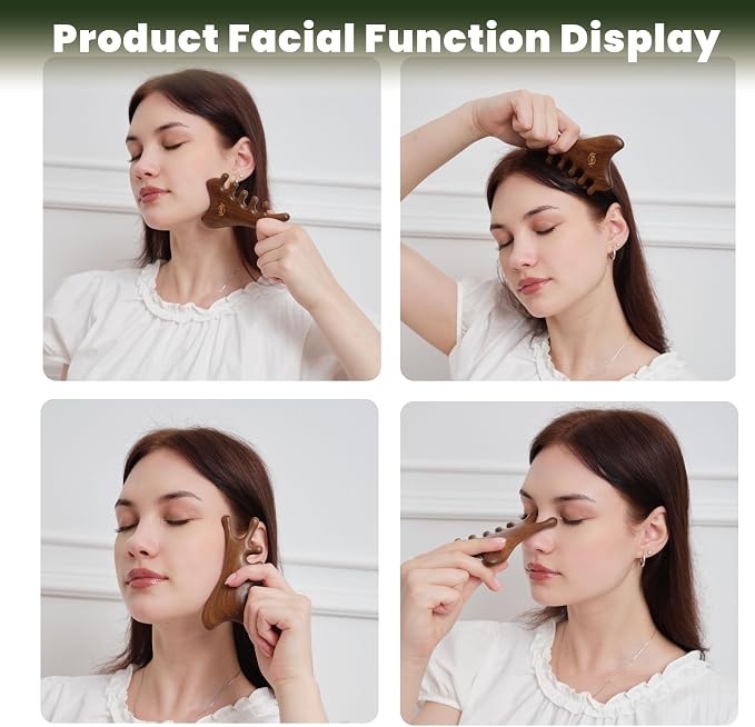 Mother’s Day Gift for Mom, 4-in-1 Wooden Gua Sha Facial Tools & Hair Detangler - Image 4