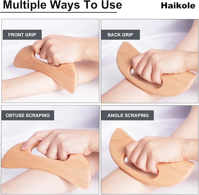 enttgo Body Gua Sha Tool Wooden Lymphatic Drainage Tool, Guasha Massage Tools - Image 5