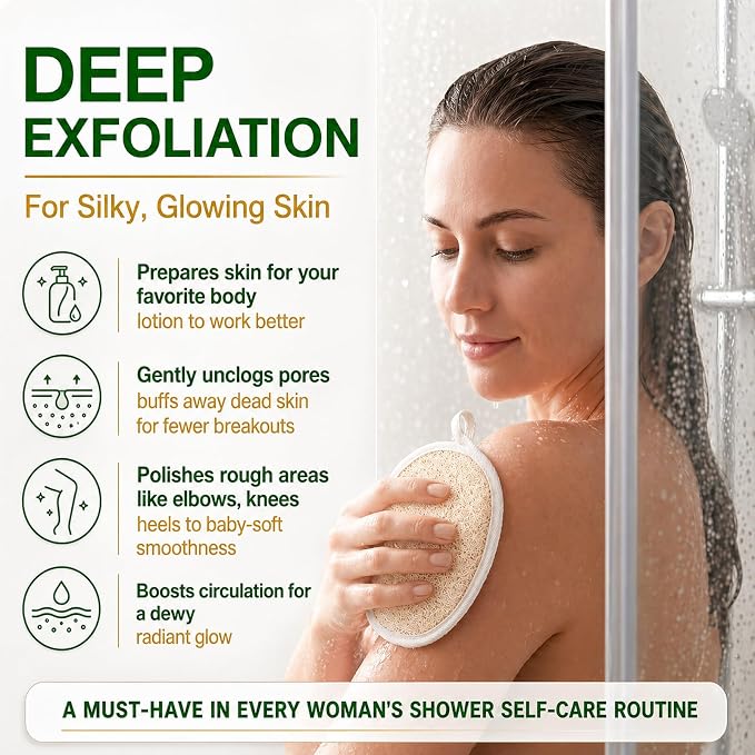 Natural Loofah Exfoliating Body Scrubber Pads, 24 Pack Dual Sided Shower Bath - Image 2