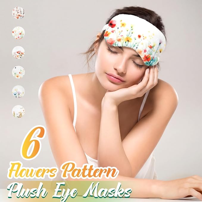Cuffbow 6 Pack Plush Sleep Mask Set, Cute Plush Eye Masks - Image 4