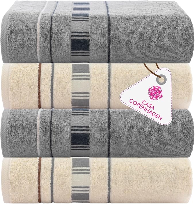 CASA COPENHAGEN X Line 4Pcs 100% Egyptian Cotton Designer Hand Towels Gift Set- by CASACOPENHAGEN