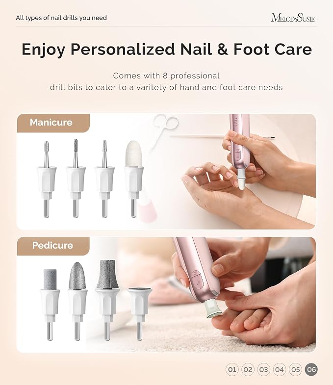 MelodySusie Cordless Pedicure & Manicure Nail Drill Kit, PC760G - Image 7
