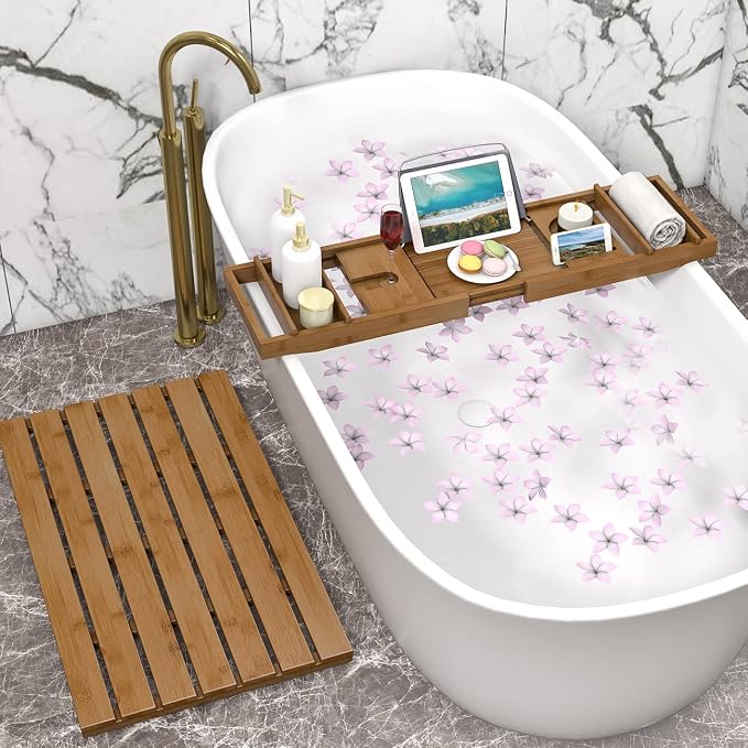 Domax Bathtub Caddy Tray Expandable Bamboo Bath Tub Tray - Image 7