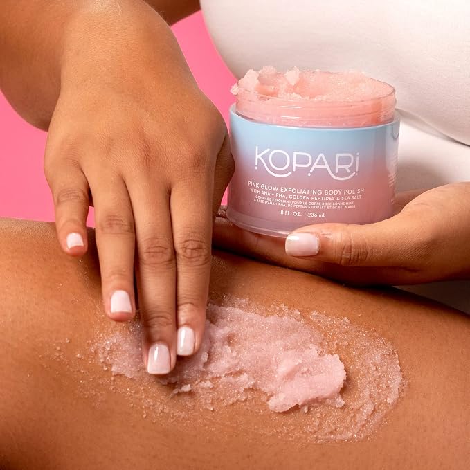 Kopari Pink Glow Exfoliating Body Polish, AHA Vegan Body Scrub - Image 5