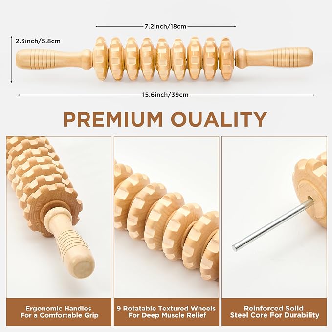 Wooden Cellulite Massage Roller - Image 2